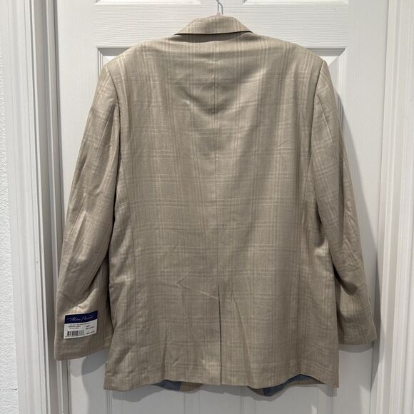 ALAN FLUSSER Beige Subtle Plaid Silk Wool Blazer Jacket Sports Coat Men’s 44L - Picture 2 of 16